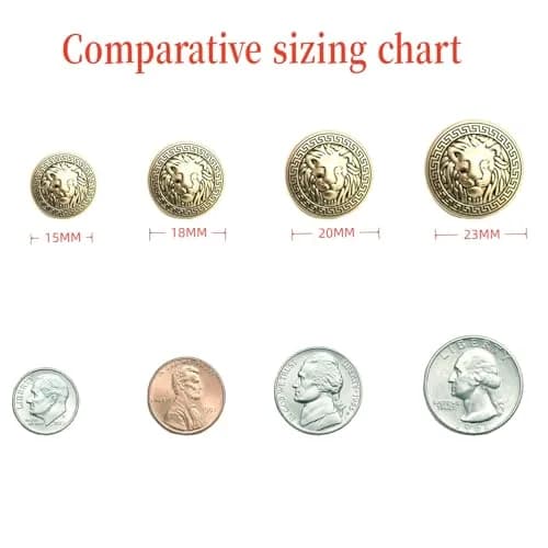 MebuZip 14PCS Lion Gold Metal Blazer Button Set 18MM 23MM | Stylish, Durable & Easy to Sew thumbnail 3