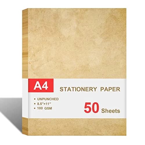 Cheericome Vintage Antique Stationery Paper 50 Sheets (8.5" x 11" / 21.6cm x 28cm) | Acid-Free, 100gsm Smooth Writing Paper thumbnail 1