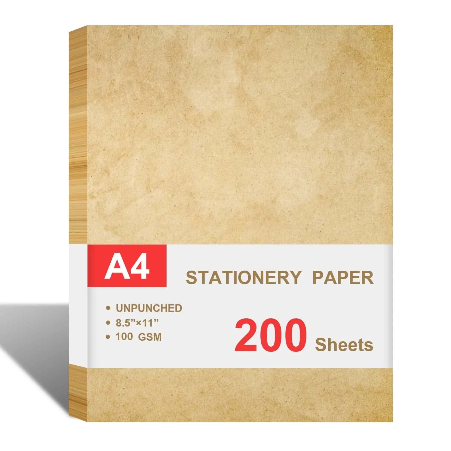 Cheericome Vintage Antique Letterhead Paper 200 Sheets (8.5" x 11" / 21.6 x 27.9 cm) | Acid-Free, 100gsm Smooth Writing