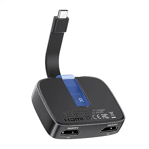 Cable Matters Portable USB C to Dual HDMI Adapter | 8K Support, Thunderbolt 4 Compatible, Compact Foldable Design thumbnail 1