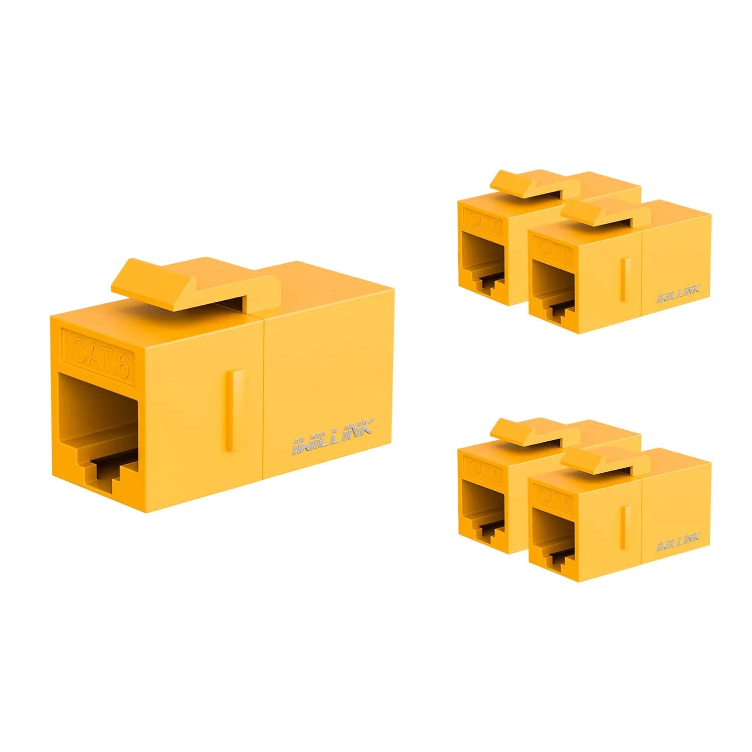 iwillink Cat6 Keystone Coupler 5-Pack Yellow | Connects Two Ethernet Cables for 10Gbps Speeds - main product image