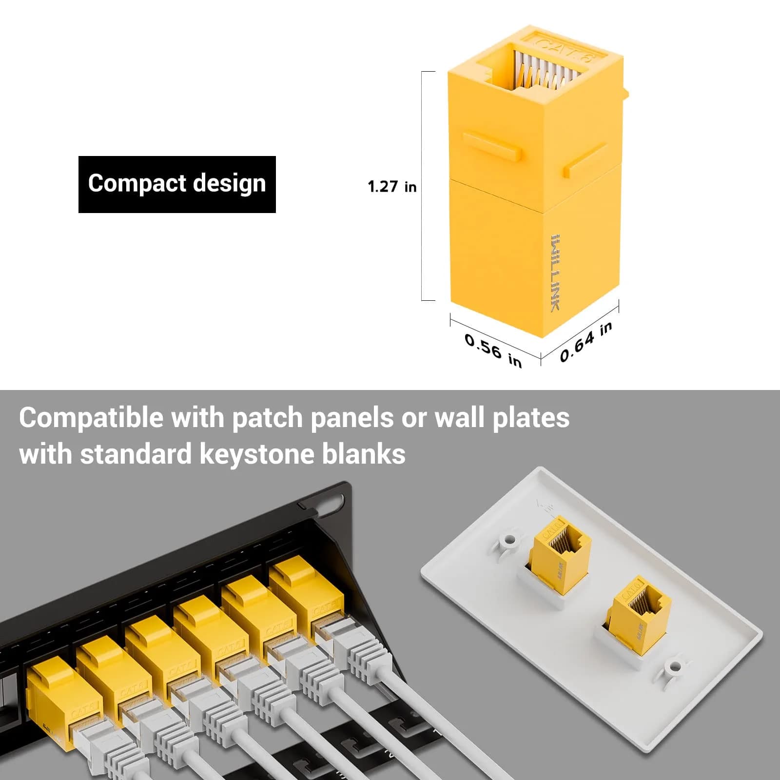iwillink Cat6 Keystone Coupler 5-Pack Yellow | Connects Two Ethernet Cables for 10Gbps Speeds - view 5