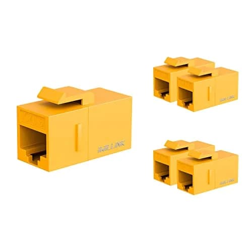 iwillink Cat6 Keystone Coupler 5-Pack Yellow | Connects Two Ethernet Cables for 10Gbps Speeds thumbnail 1