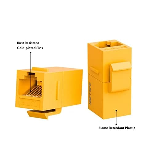 iwillink Cat6 Keystone Coupler 5-Pack Yellow | Connects Two Ethernet Cables for 10Gbps Speeds thumbnail 7