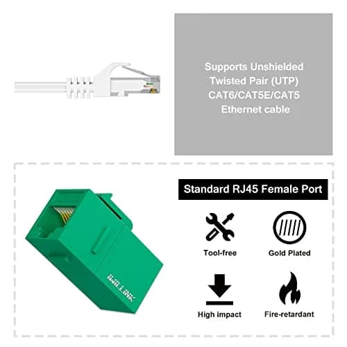 iwillink RJ45 Cat6 Keystone Coupler, 10-Pack, Green | Reliable Ethernet Connection for Home & Office thumbnail 3