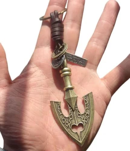 MYAROMA FINDINGS JoJo Adventure Arrow Head Keychain Antique Bronze Styling Leather Keychains thumbnail 2
