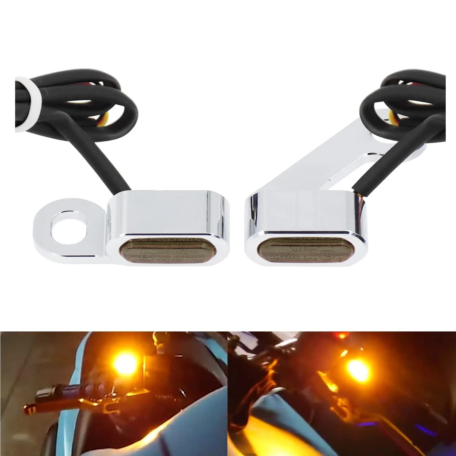HCmotorku LED Turn Signal Running Lights for Harley Sportster 2004-2022, Chrome Housing Smoked Lens | Dual-Function Amber Indicator Lights — Chrome Housing Smoked Lens