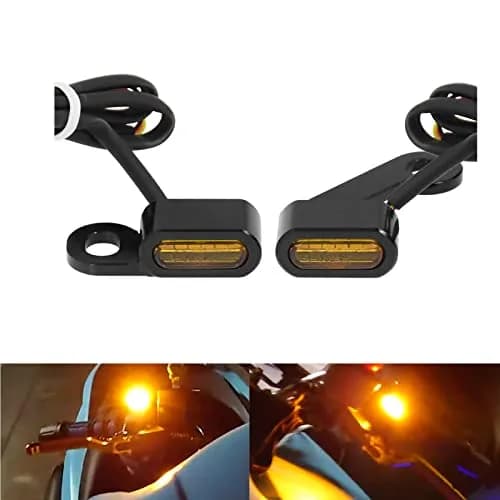 HCmotorku LED Turn Signal Light Running Light Front Indicators Blinker Lights Mini for Harley Sportster 2004-2022 (Black Housing Amber Lens) thumbnail 1