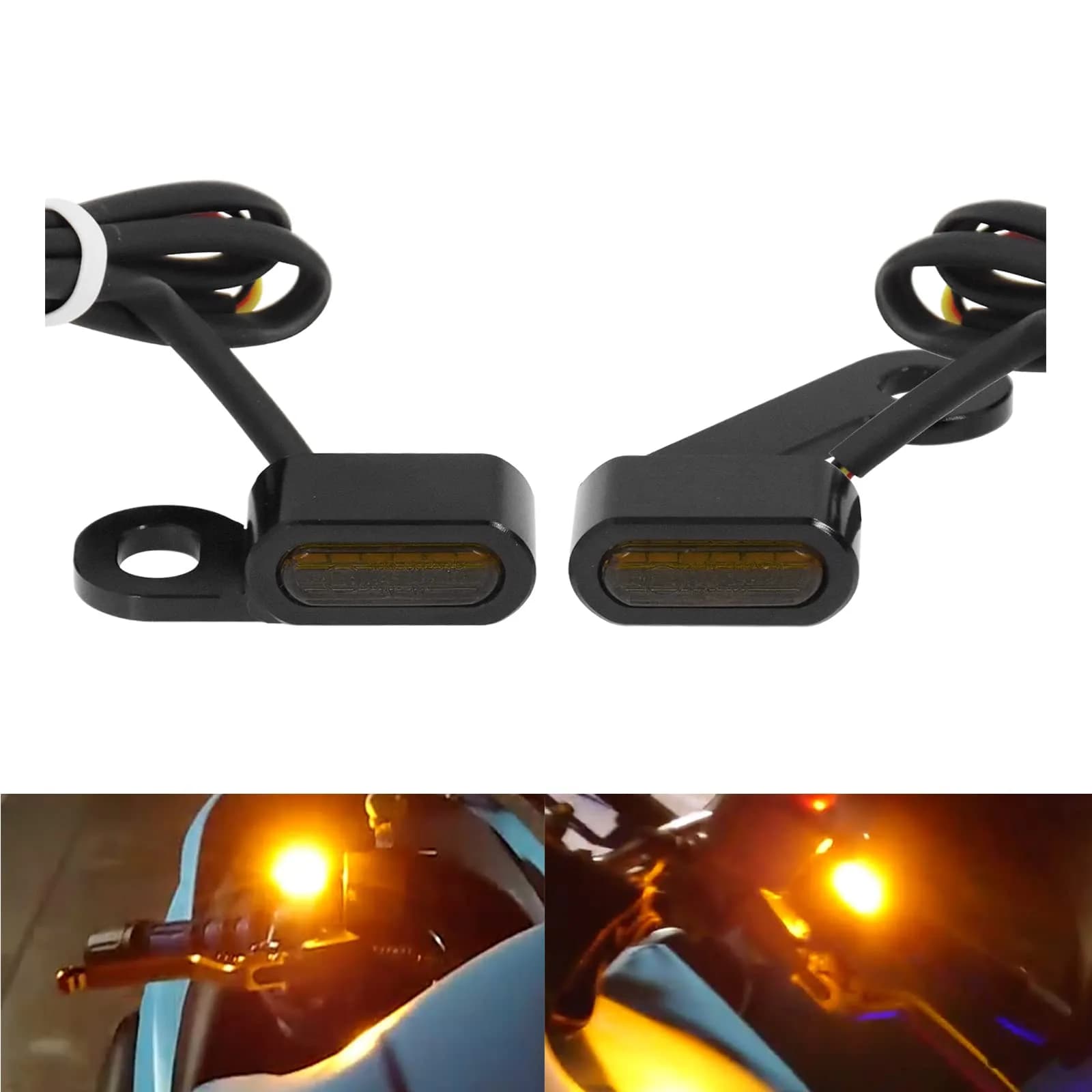 HCmotorku LED Turn Signal Running Lights for Harley Sportster 2004-2022, Front Indicators Blinker Lights with Smoked Lens (2-Pack, Black Housing)