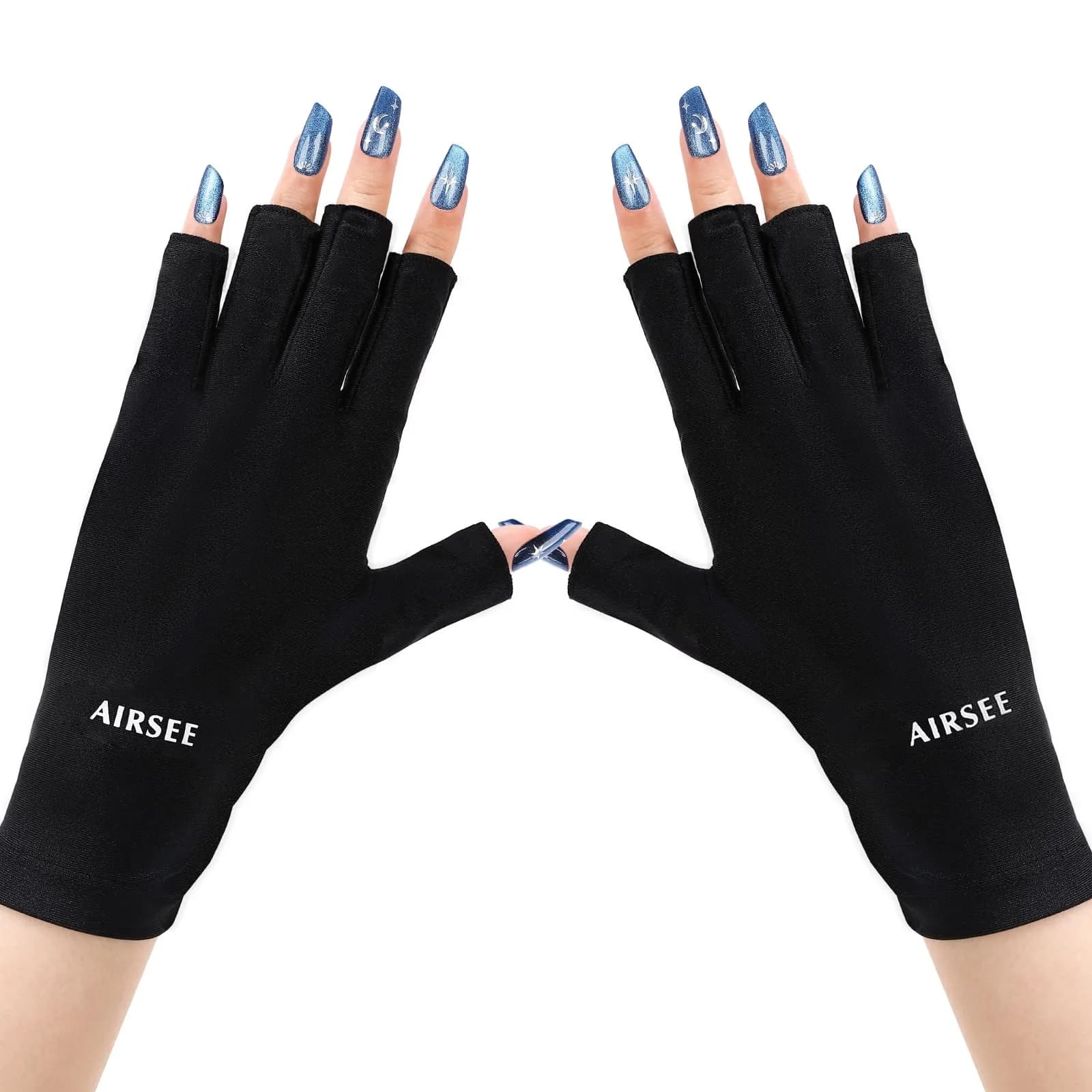 AIRSEE UPF50+ UV Protection Gloves for Nail Lamp | Fingerless, White, Nylon/Lycra