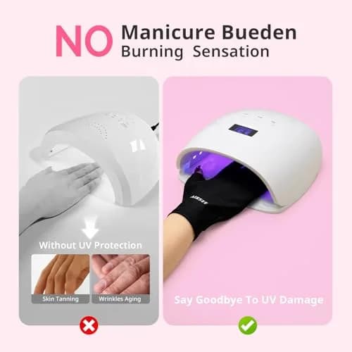 AIRSEE UPF50+ UV Protection Gloves for Nail Lamp, Fingerless, Black | Blocks 99% UV Rays thumbnail 3