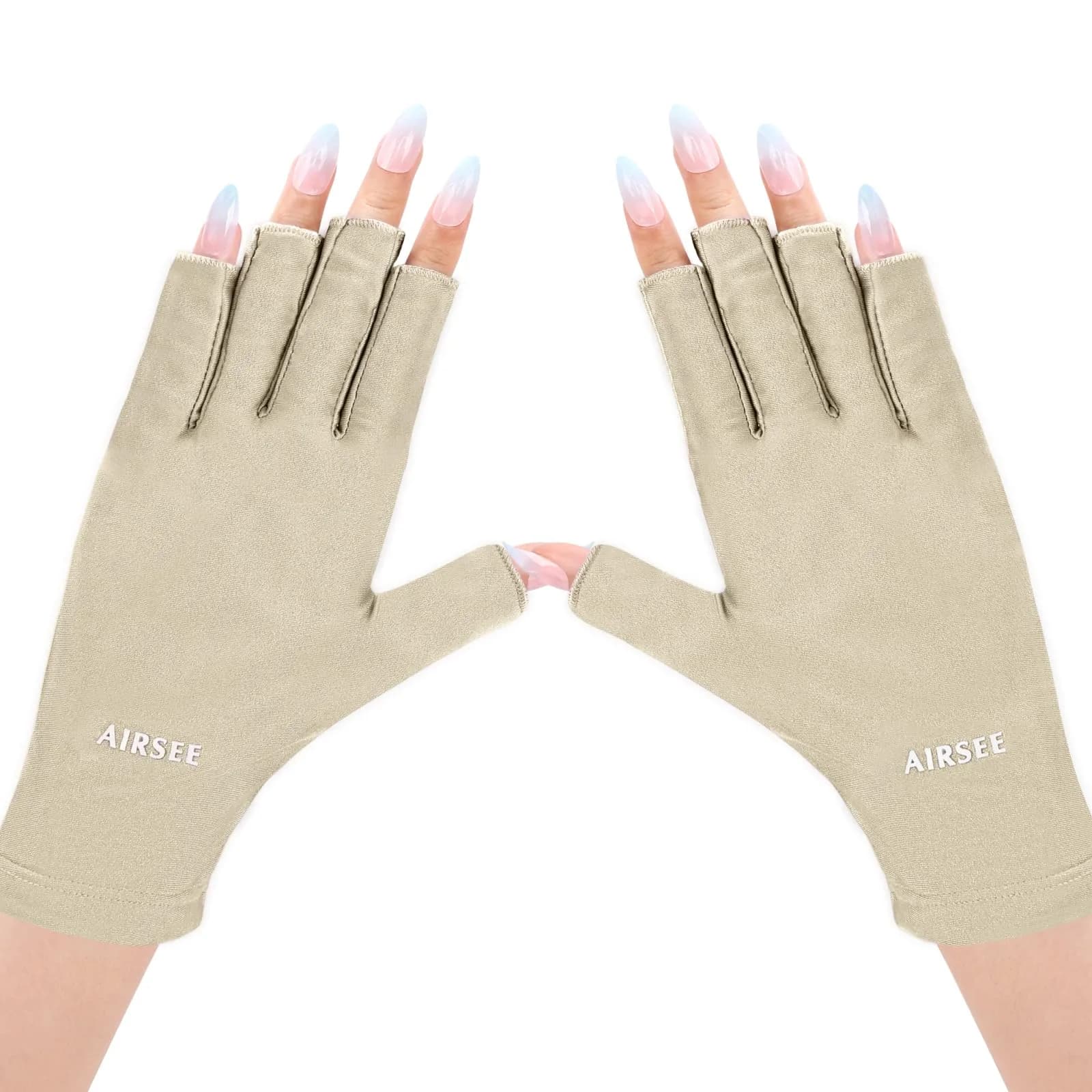 AIRSEE UPF50+ UV Protection Gloves for Nail Lamp | Fingerless, Nude, Standard Size - main product image