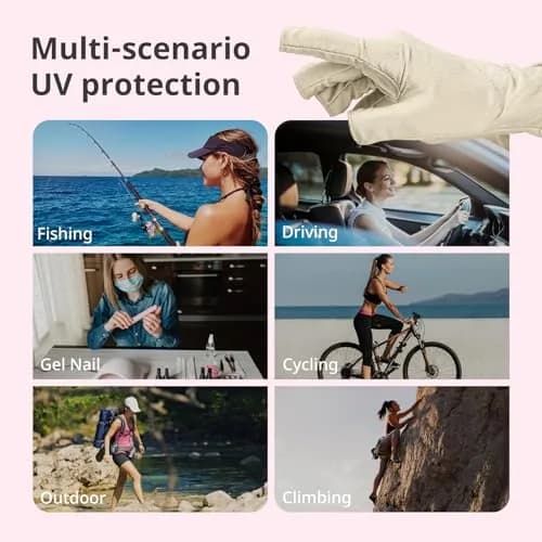 AIRSEE UPF50+ UV Protection Gloves for Nail Lamp | Fingerless, Nude, Standard Size thumbnail 6