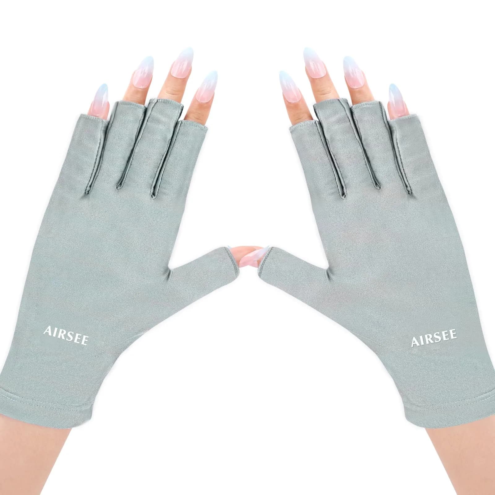 AIRSEE Mint Green UPF50+ Fingerless UV Protection Gloves for Nail Lamp - main product image