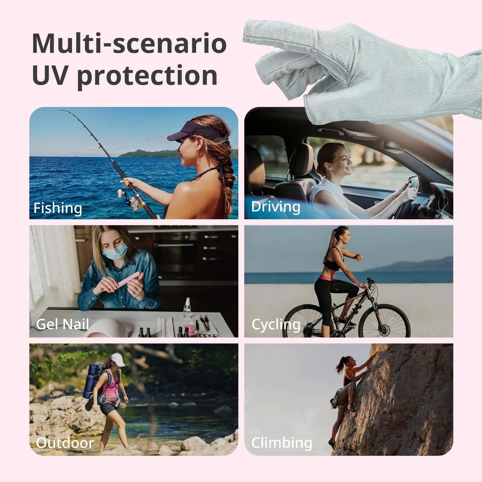 AIRSEE UPF50+ UV Protection Gloves for Nail Lamp, Fingerless, Mint Green | Blocks 99% UV Rays - view 6