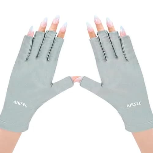 AIRSEE UPF50+ UV Protection Gloves for Nail Lamp, Fingerless, Mint Green | Blocks 99% UV Rays thumbnail 1