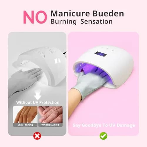 AIRSEE UPF50+ UV Protection Gloves for Nail Lamp, Fingerless, Mint Green | Blocks 99% UV Rays thumbnail 3