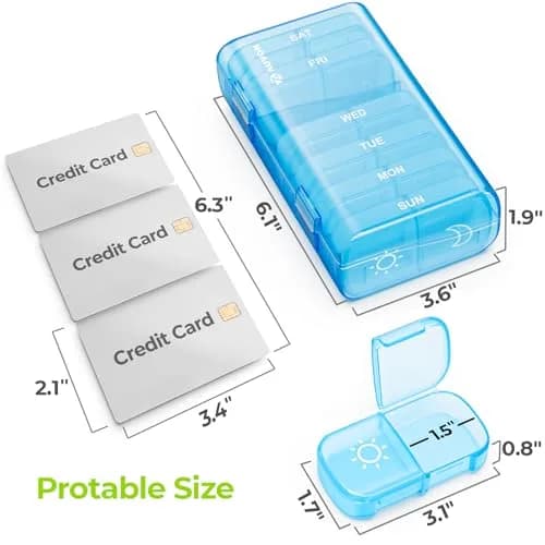 AUVON Weekly Pill Organizer 2 Times a Day, 14 Compartments | FDA Approved, BPA-Free, Portable for Travel thumbnail 5
