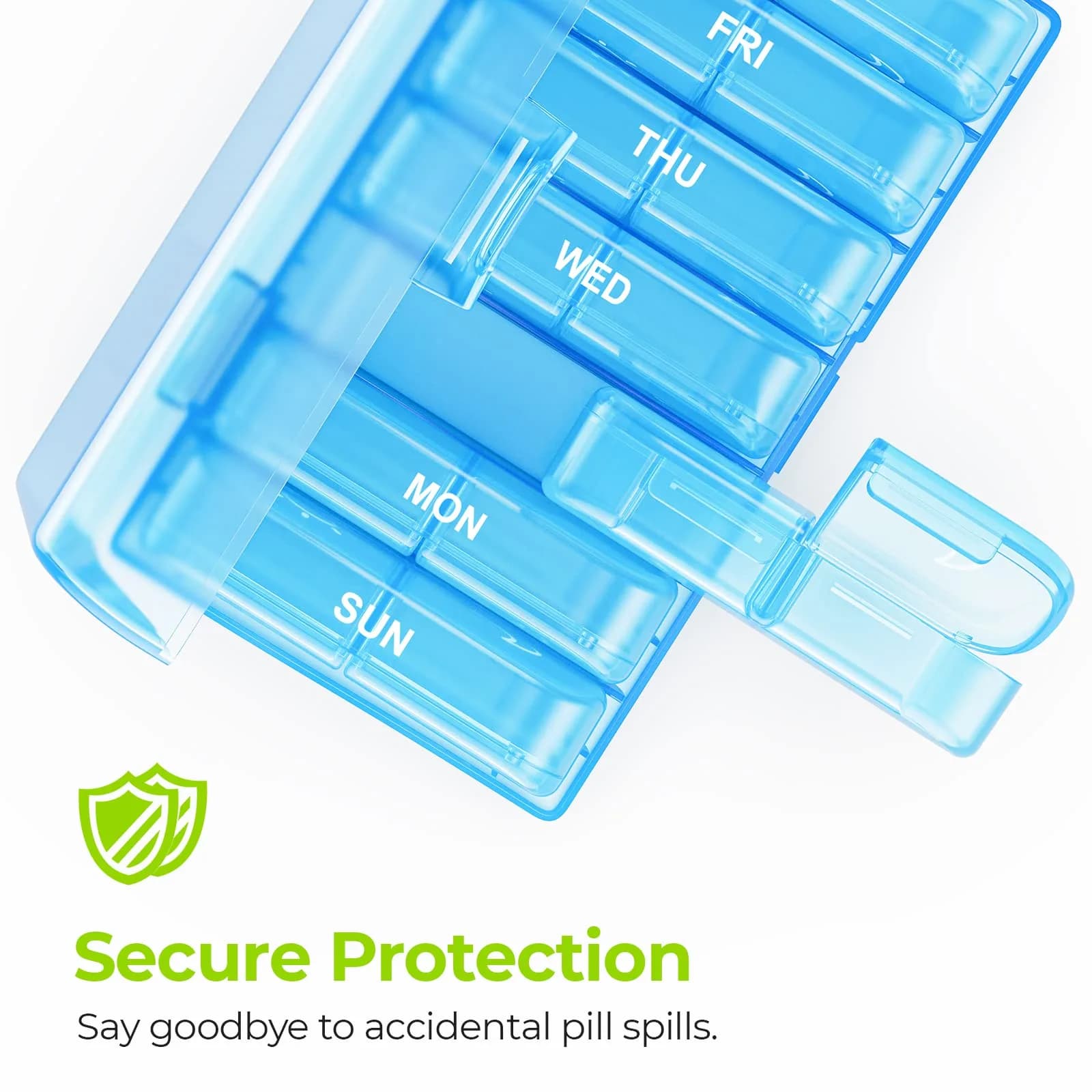 AUVON XL Weekly Pill Organizer 2 Times a Day, Blue AM PM Pill Case with Large Openings (1 Count Pack) - view 4