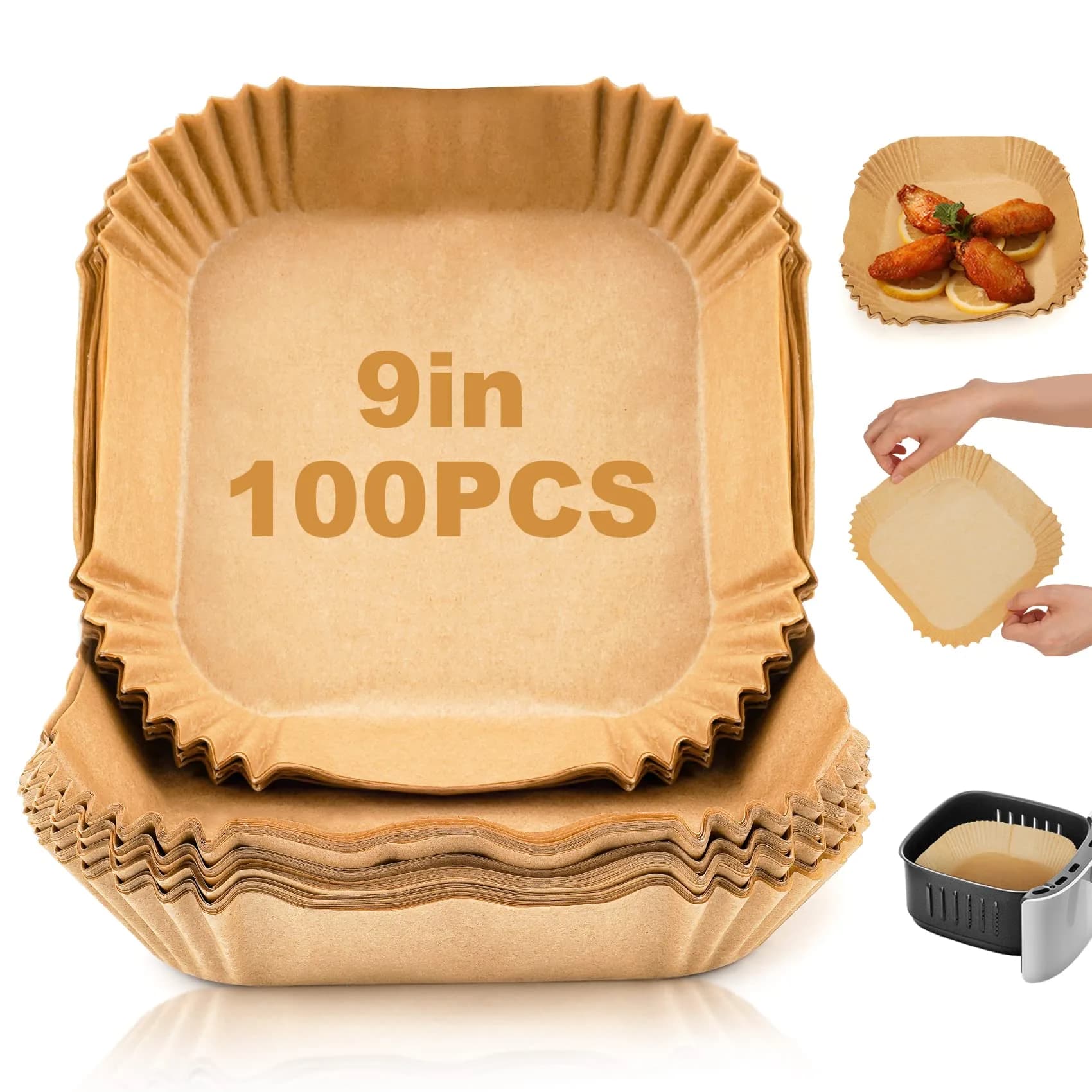 ctizne Disposable Air Fryer Paper Liners Square 100 Count | Keep Air Fryer Clean - main product image