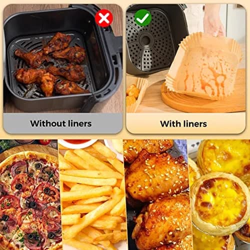 ctizne Disposable Air Fryer Paper Liners 100Pcs 9 Inch Square | Food Grade Parchment for 8-12 Qt Air Fryers thumbnail 5