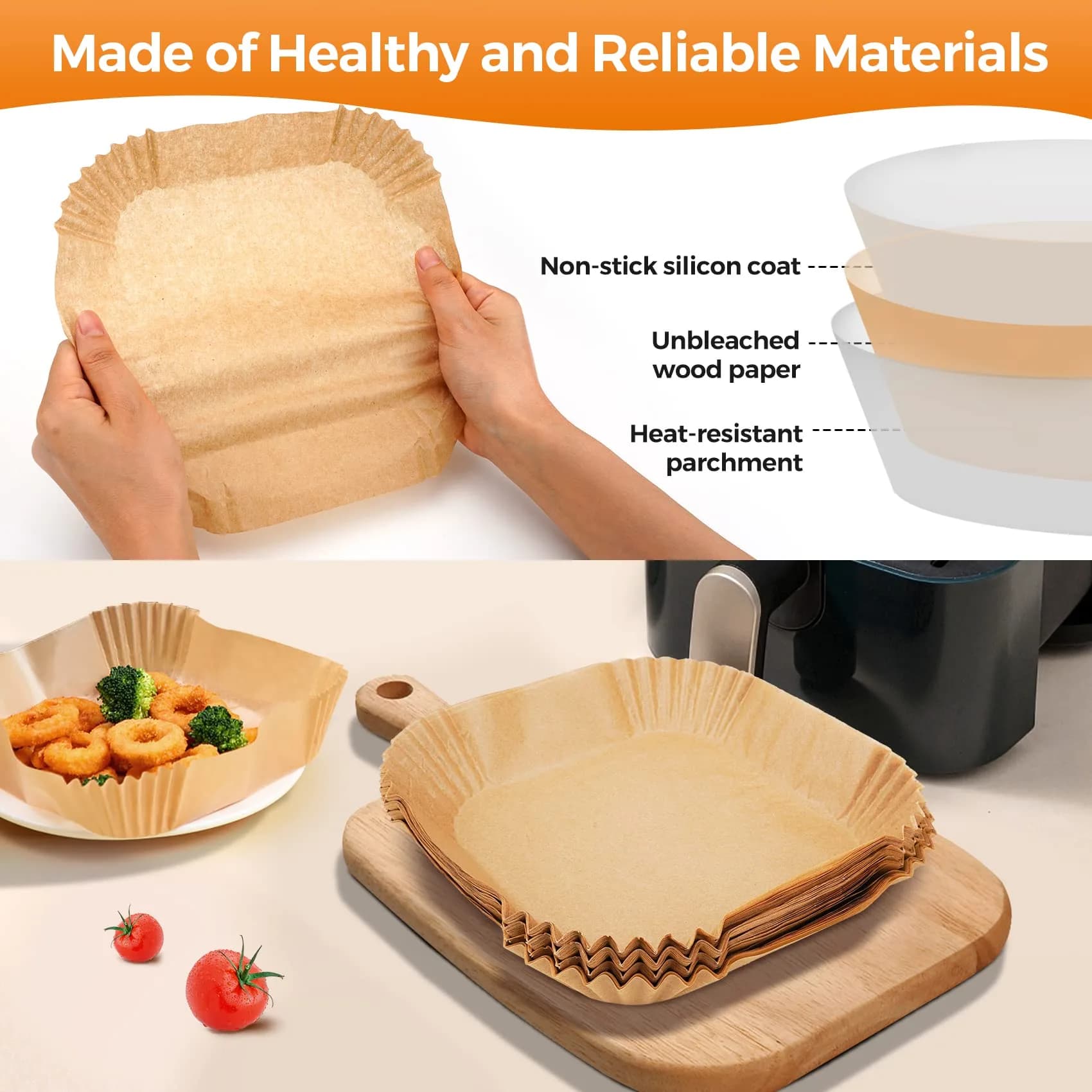 ctizne Disposable Air Fryer Paper Liners Square 100 Count | Keep Air Fryer Clean - view 4