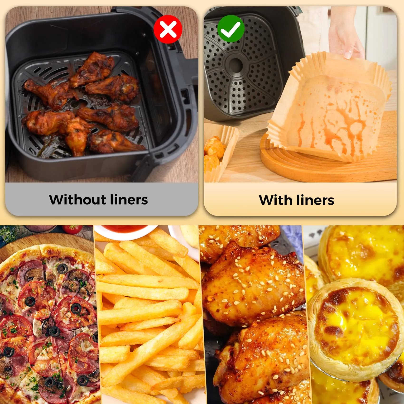 ctizne Disposable Air Fryer Paper Liners Square 100 Count | Keep Air Fryer Clean - view 5