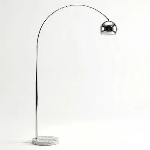 Brightech Olivia Floor Lamp - Chic Arc Lamp with Marble Base & LED Bulb for Living Room, Bedroom, Office - Chrome thumbnail 1