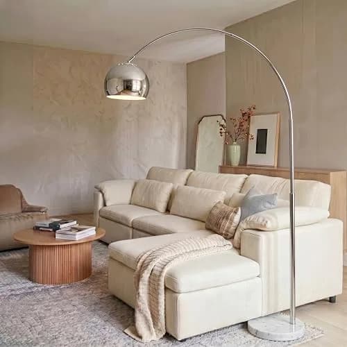 Brightech Olivia Floor Lamp - Chic Arc Lamp with Marble Base & LED Bulb for Living Room, Bedroom, Office - Chrome thumbnail 4