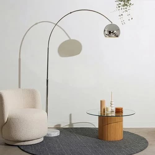 Brightech Olivia Floor Lamp - Chic Arc Lamp with Marble Base & LED Bulb for Living Room, Bedroom, Office - Chrome thumbnail 9
