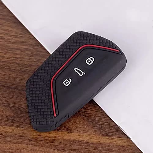 Berfea Silicone Key Fob Cover for VW Volkswagen MK8 Golf 8 GTI Skoda Octavia 3 Button Car Key | Transparent thumbnail 4