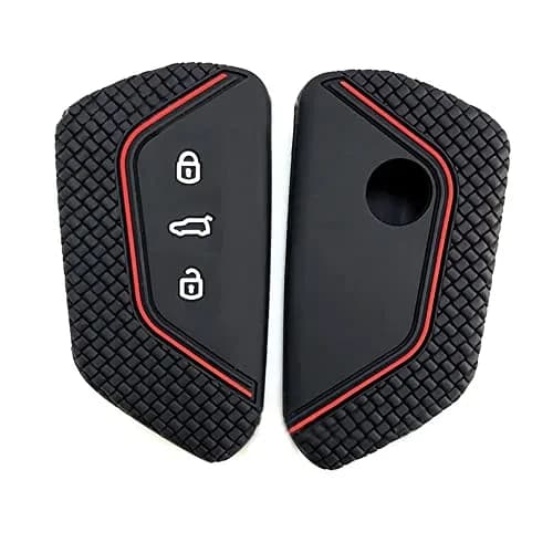 Berfea Silicone Key Fob Cover for VW Volkswagen MK8 Golf 8 GTI Skoda Octavia 3 Button Car Key | Transparent thumbnail 3