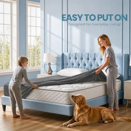 Utopia Bedding King Size Waterproof Mattress Protector 17" Deep Pocket | Breathable Terry Top Fitted Sheet Style thumbnail 7