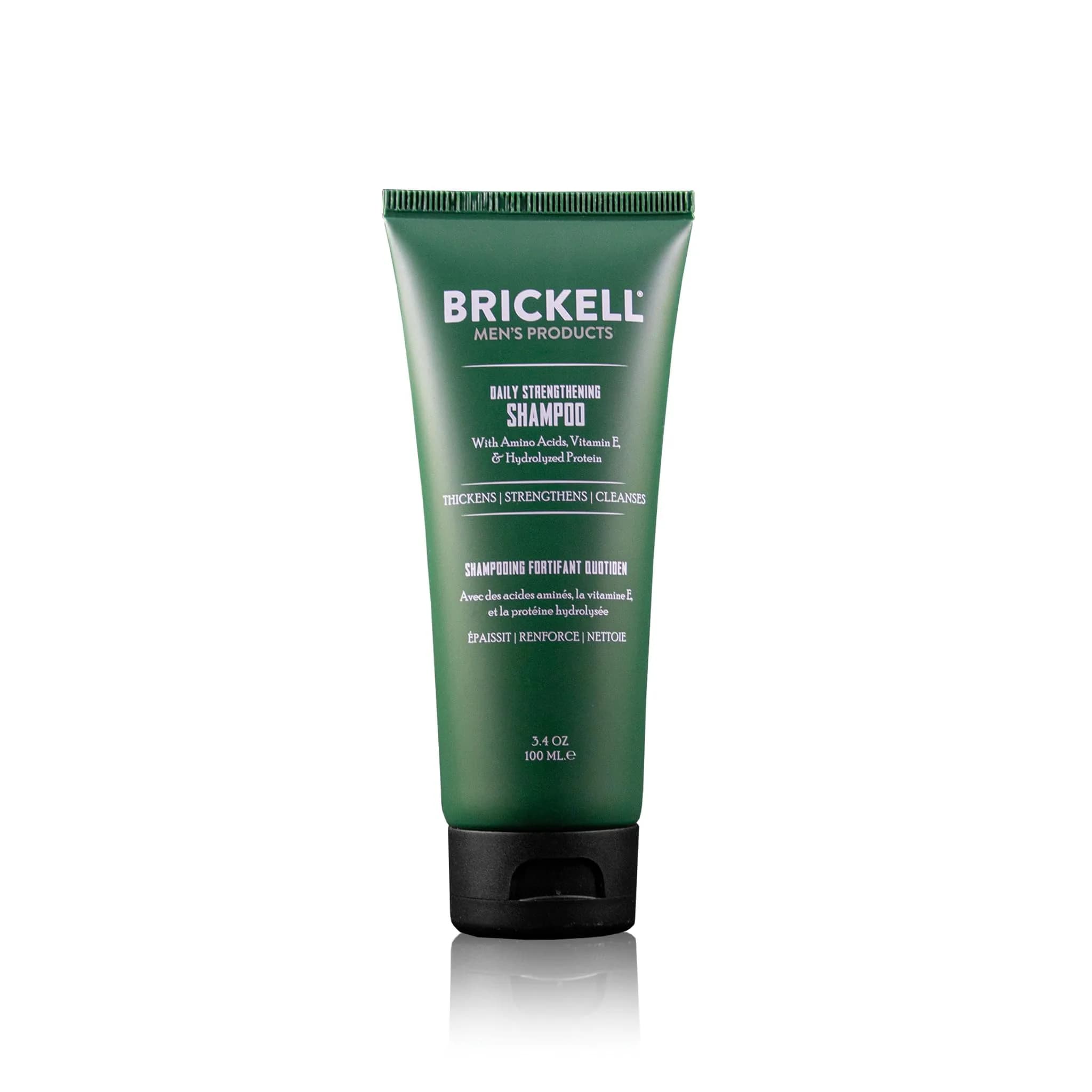 Brickell Men's Products Daily Strengthening Shampoo for Men, Mint & Tea Tree Oil 100ml (3.4oz) | Soothes Dry, Itchy Scalp - main product image