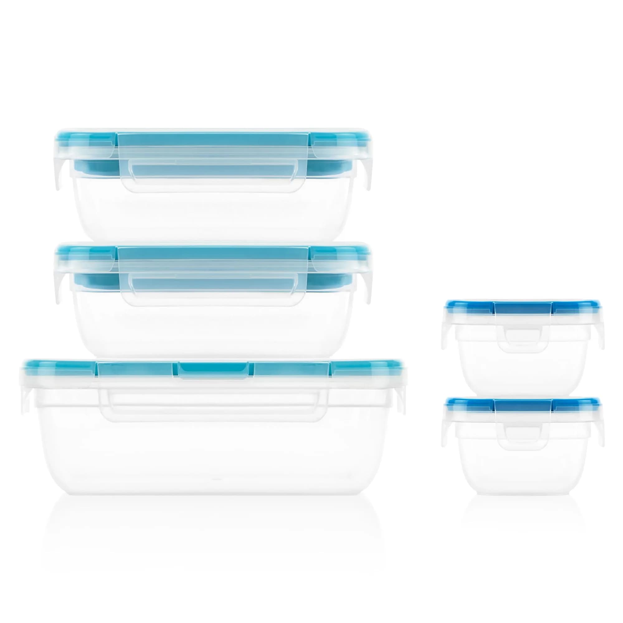 Snapware Plastic Food Storage Set 5-Pack Mixed Sizes | Airtight Leak-Proof Containers — Clear