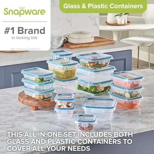 Snapware Plastic Food Storage Set 5-Pack Mixed Sizes | Airtight Leak-Proof Containers thumbnail 2