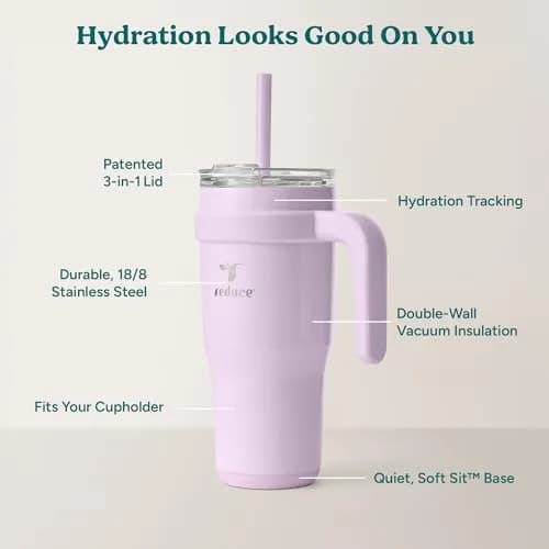 REDUCE 24 oz Stainless Steel Tumbler with Handle - 710ml (24 fl oz) | Keeps Drinks Cold 24 Hrs thumbnail 4