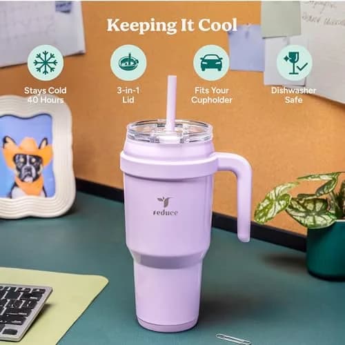 REDUCE 40 oz Stainless Steel Tumbler with Handle | Insulated Travel Mug for Hot & Cold Drinks thumbnail 3