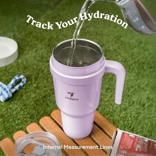 REDUCE 40 oz Stainless Steel Tumbler with Handle - 1183ml (40 fl oz) | Keeps Drinks Cold 24 Hrs thumbnail 6