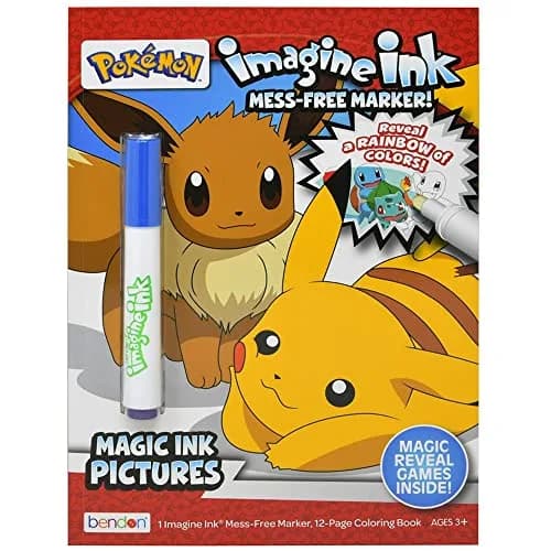 Bendon Pokemon Imagine Ink Magic Coloring Book | Mess-Free Activity Book with Invisible Ink Marker | 1 Count thumbnail 1