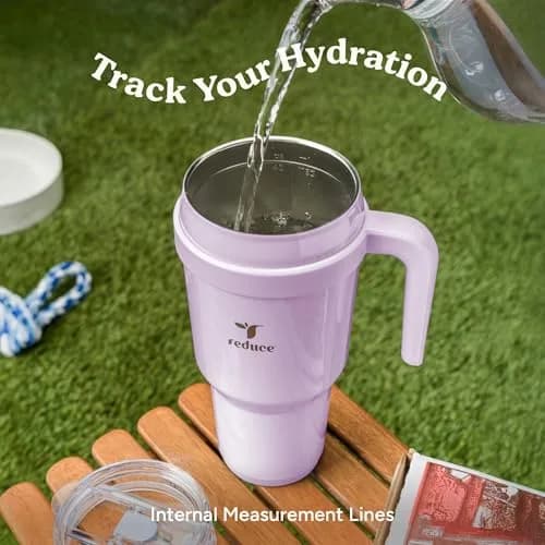 REDUCE 40 oz Stainless Steel Tumbler with Handle - 1183ml (40 fl oz) | Keeps Drinks Cold 24 Hrs thumbnail 6