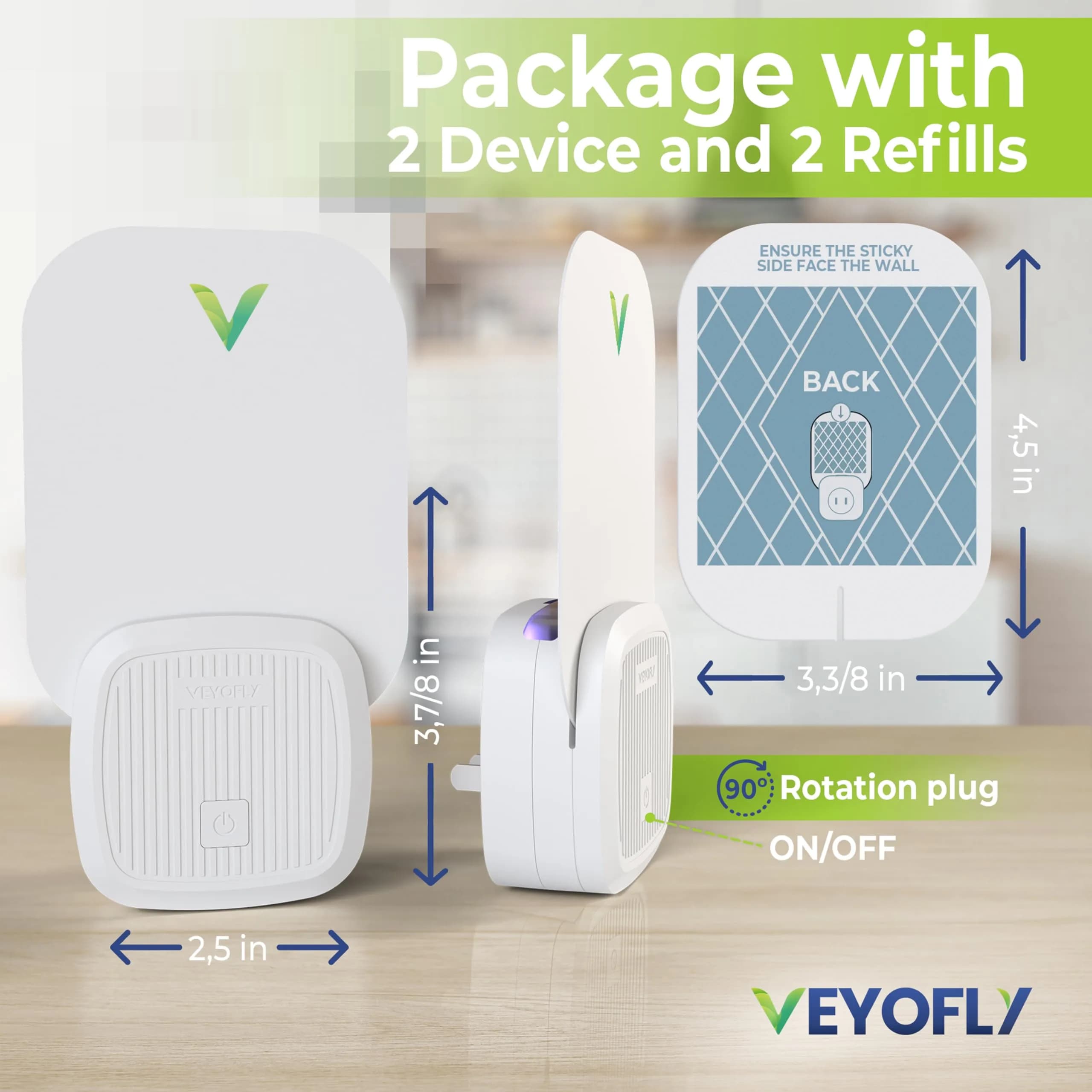 VEYOFLY Plug-in UV Gnat Trap with 2 Refills | Catches Fruit Flies, Mosquitoes & Moths Indoors - view 5