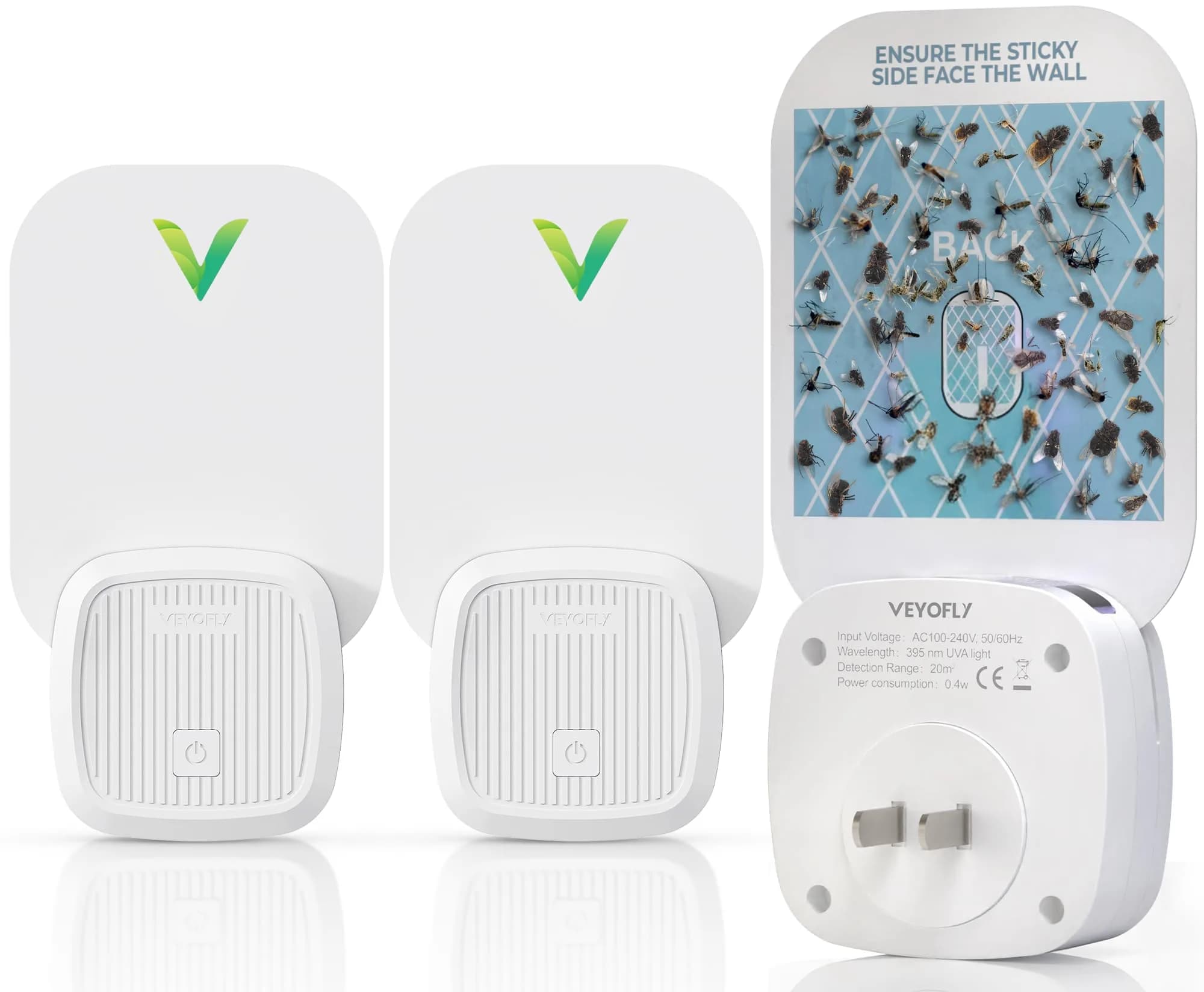 VEYOFLY Fruit Fly & Gnat Trap - 2 Devices + 2 Refills | Plug-in Indoor Insect Catcher - main product image