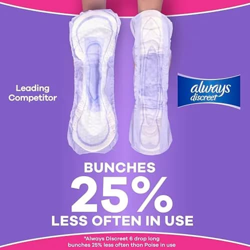 Always Discreet Adult Incontinence Pads for Women, Drier, 5 Drop Long Length, Heavy Absorbency, Pads for Bladder Control Management, Bladder Leaks, & Postpartum Pads, 156ct thumbnail 7