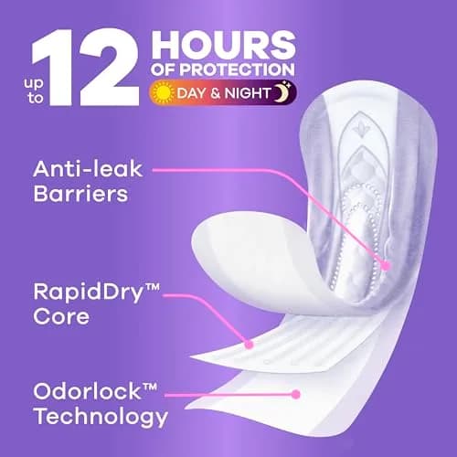 Always Discreet Adult Incontinence Pads for Women, Drier, 5 Drop Long Length, Heavy Absorbency, Pads for Bladder Control Management, Bladder Leaks, & Postpartum Pads, 156ct thumbnail 4