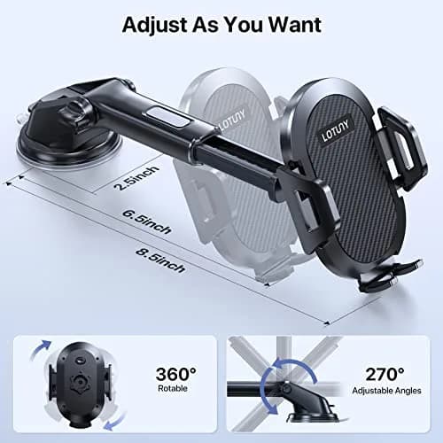 LOTUNY Universal Phone Mount for Car | Reliable Suction & Adjustable View (100-120 chars) thumbnail 7
