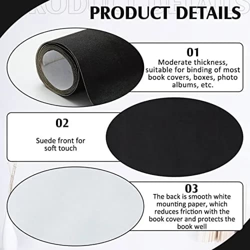 PerKoop Book Cloth 40x16 Inch Fabric Surface Black | Elegant Bookbinding Material thumbnail 4