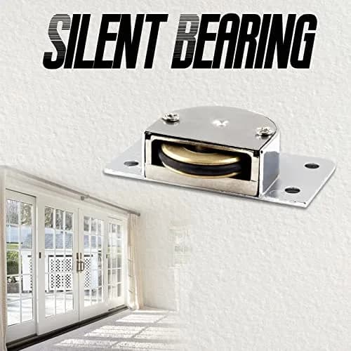 BokWin Silver Sliding Door Pulley Set (2 Pairs, 58mm x 31mm) | Heavy Duty Zinc Alloy Rollers for Barn, Cabinet Doors thumbnail 3
