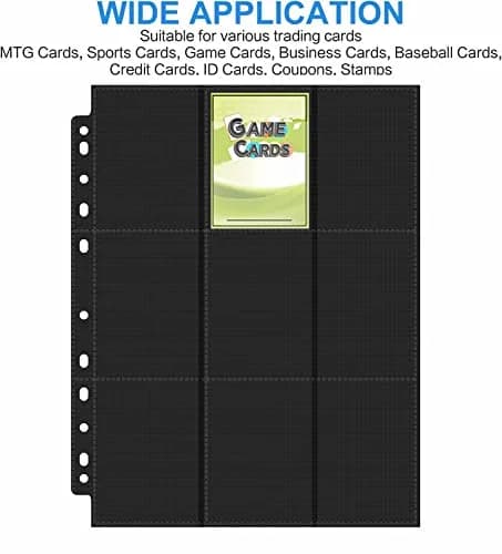 superaimi 900 Pocket Trading Card Pages | Double-Sided Binder Sheets for Standard Size Cards, Waterproof & Dustproof (50 pages) thumbnail 3