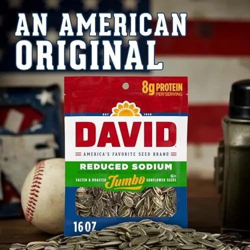 David Reduced Sodium Sunflower Seeds, 16 oz. | Classic flavor with 25% less sodium, gluten-free, travel snack thumbnail 5